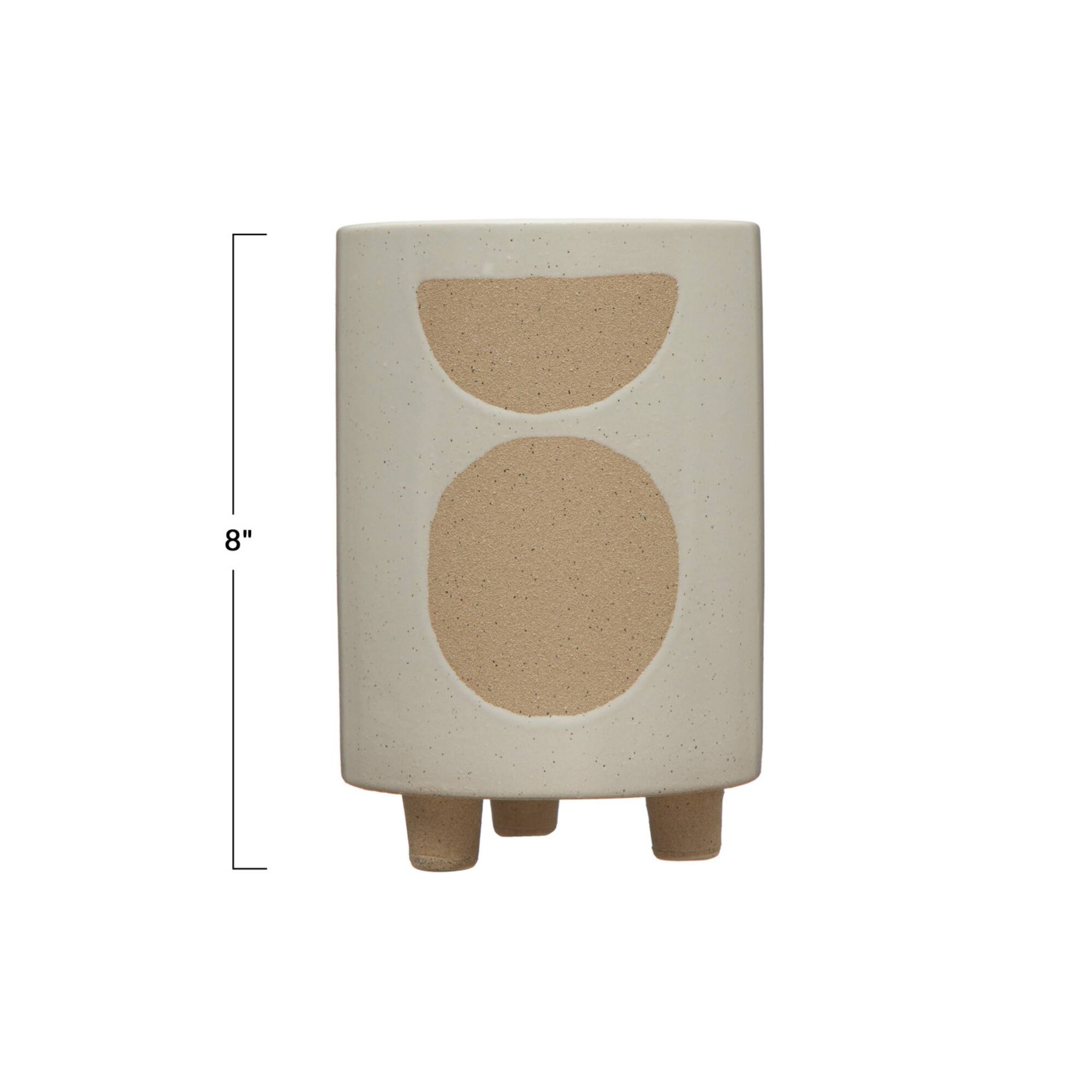 Hello Honey® 8" White Circle Print Stoneware Footed Planter